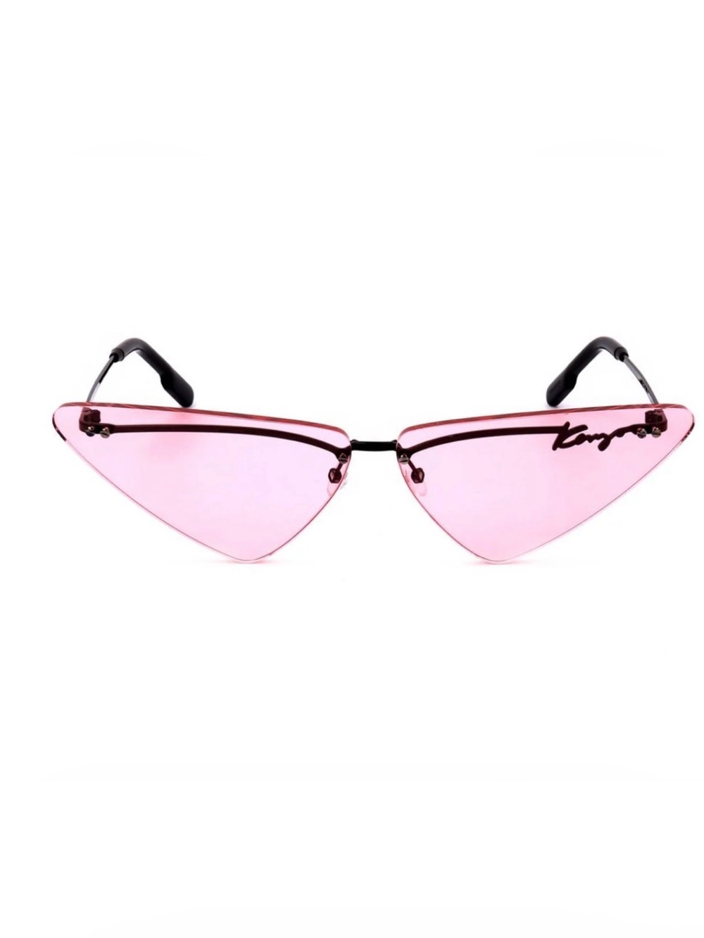 Kenzo Pink Rimless Cat-Eye Sunglasses with Black Accents